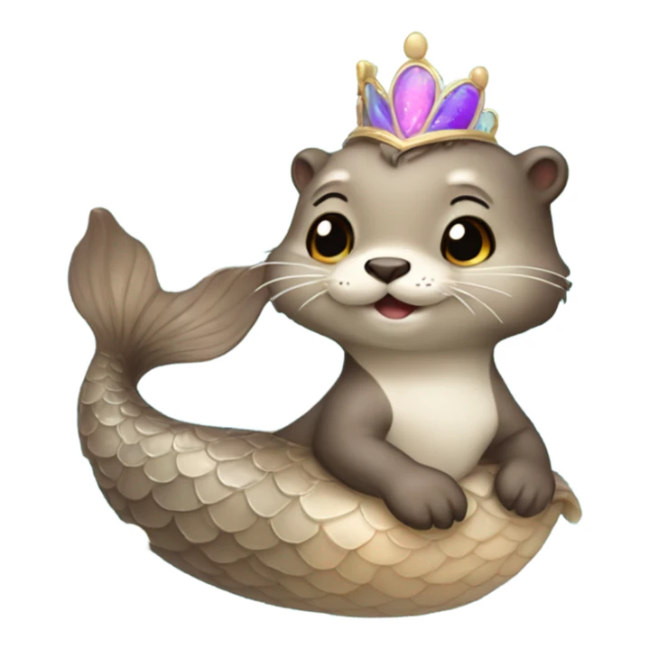 A cute and happy otter face as a mermaid princess. sticker