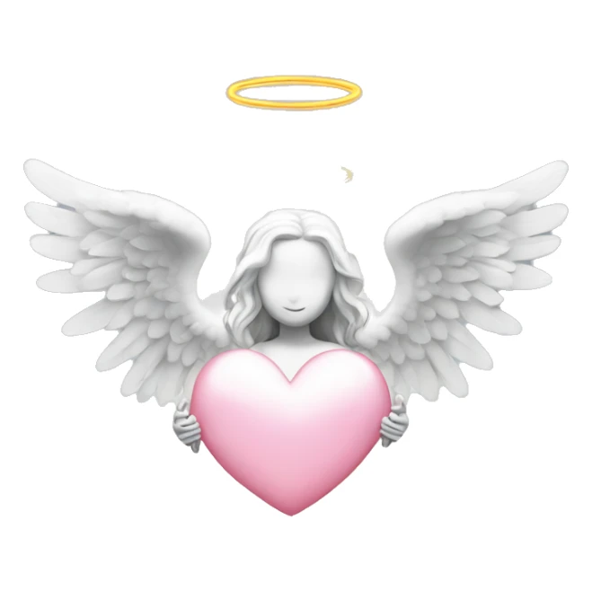 White angel heart with wings and halo sticker