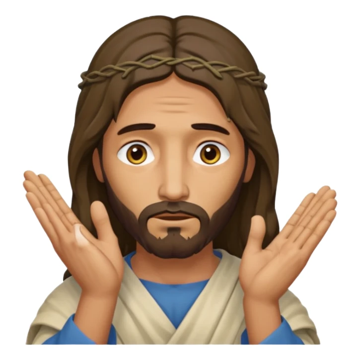 my workmate accidentally misspelled "Jesus christ" as "Jesbus christ", make an emoji of jesus with his hands on his face looking like hes ironically in pain sticker