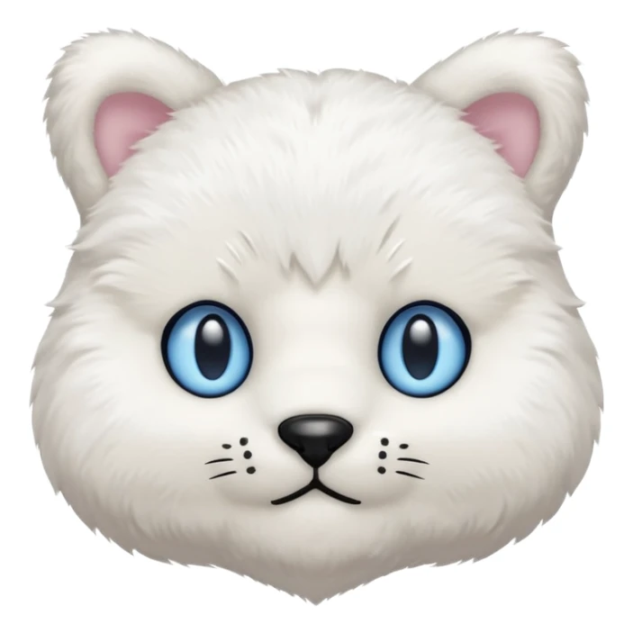White teddy bear body, cat head with white fur and blue eyes iOS style sticker