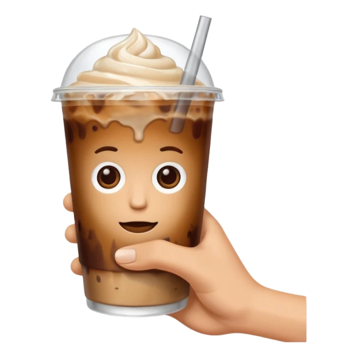 a white hand holding an iced coffee but just the hand and the cup sticker
