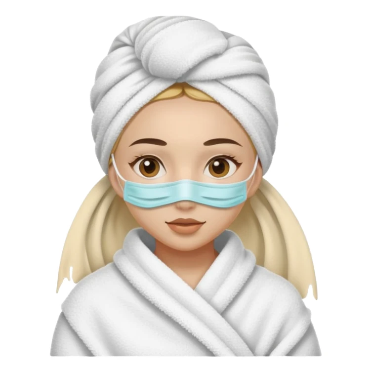 Chica con mascarilla y una tualla en la cabeza sticker