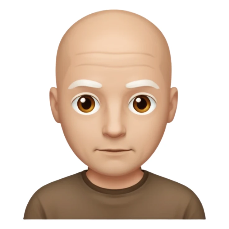 powder white skin bald man brown shirt sticker