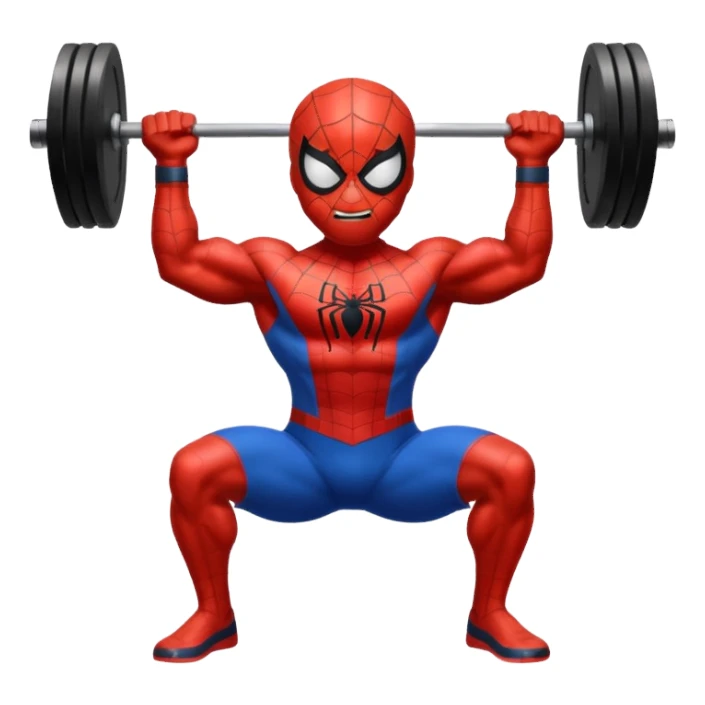 emoji de spiderman haciendo pesas sticker