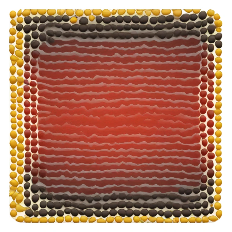 Wavy red and black rectangle with a yellow circle in the centre  sticker