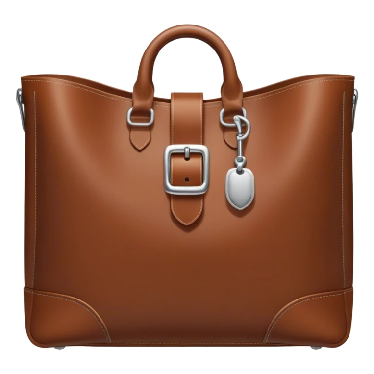 brown leather tote bag with silver buckle detail sticker