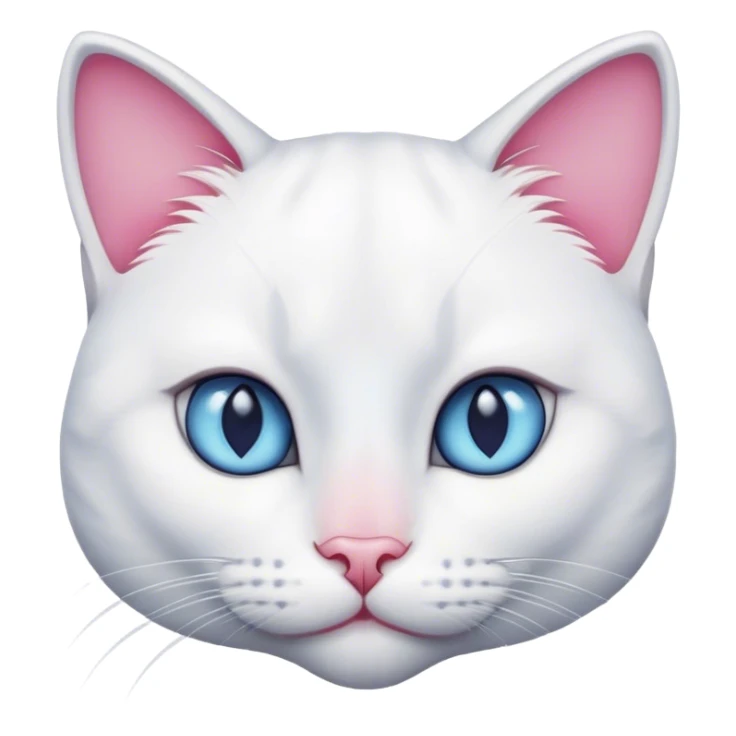 White female cat with grey features, pink nose and dark blue eyes sticker