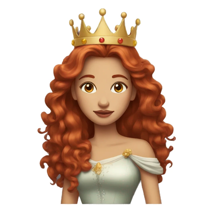 Queen with crown and messy and bit long redhair and light brown eyes  sticker