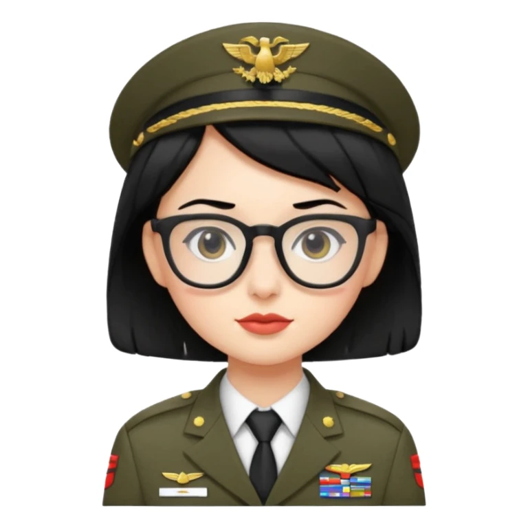 Black hair military secretary glasses nerd cute sticker