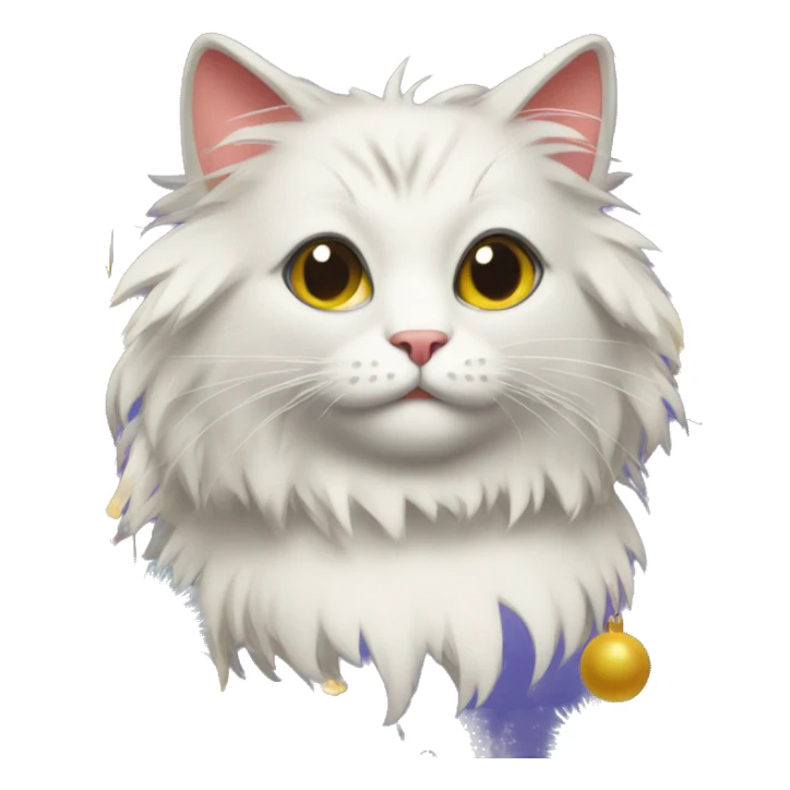 cat in New Year's tinsel sticker