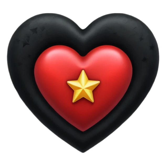 heart with a dark star and velvet texture sticker