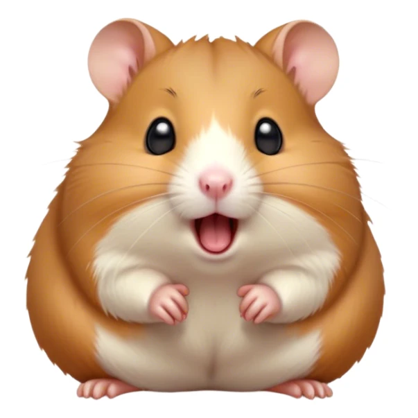 Cinematic Cute Yawning Brown Hamster Portrait Emoji, Head tilted slightly with a dramatic, wide-open yawn, showcasing a smooth, rich brown coat with tiny droopy ears, round dark eyes barely open in drowsy contentment, Simplified yet irresistibly adorable features, highly detailed, glowing with a soft, cozy glow, high shine, relaxed yet expressive, stylized with a touch of whimsy, bright and endearing, soft glowing outline, capturing the essence of a sleepy yet affectionate hamster, so drowsy it feels like it could stretch out of the screen and curl up for a nap! sticker