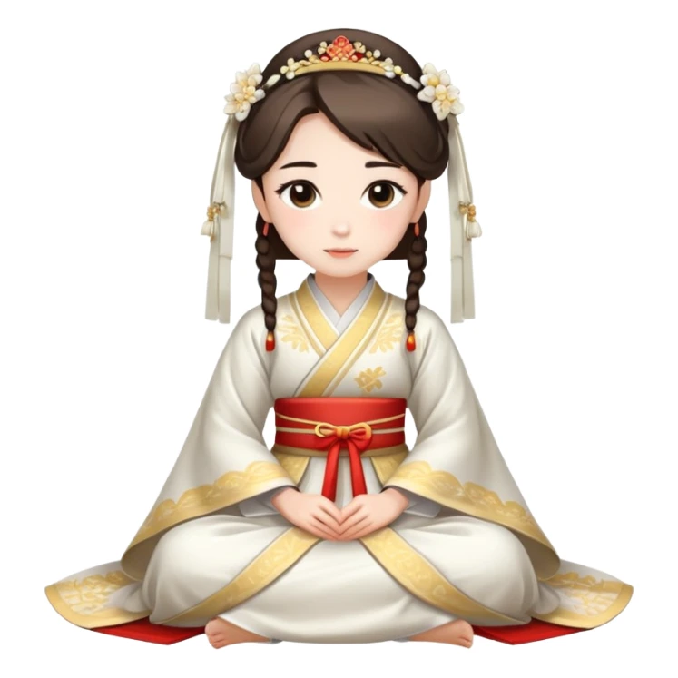 Beautiful girl wearing Hanfu wedding dress sitting sticker