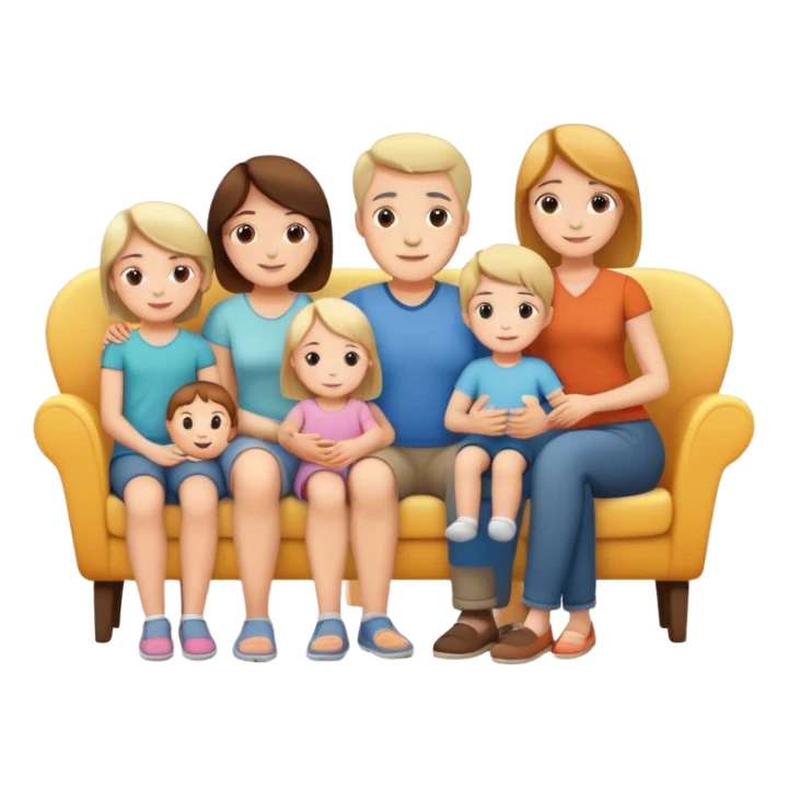 white family with parents and children sitting in a cool relaxed pose sticker