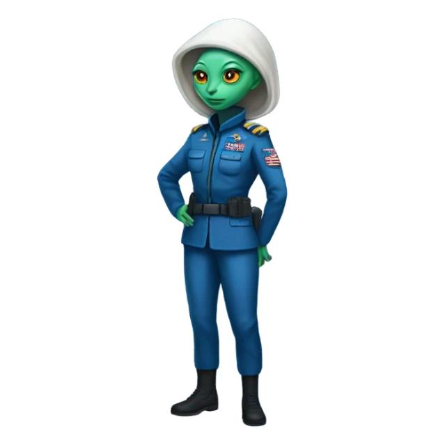 Reptilian Alien woman general blue uniform usa space force, full body,  sticker