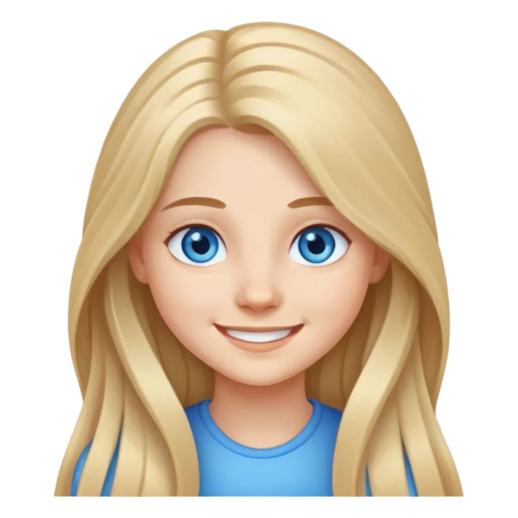 smiling girl with long hair with blue eyes sticker