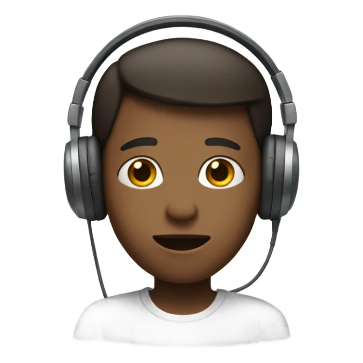 Boy with headphones indoors with a closed mouth  sticker