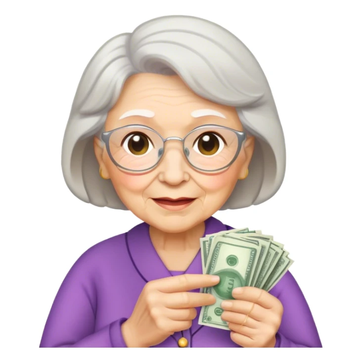 cute grandma with money in her hand sticker
