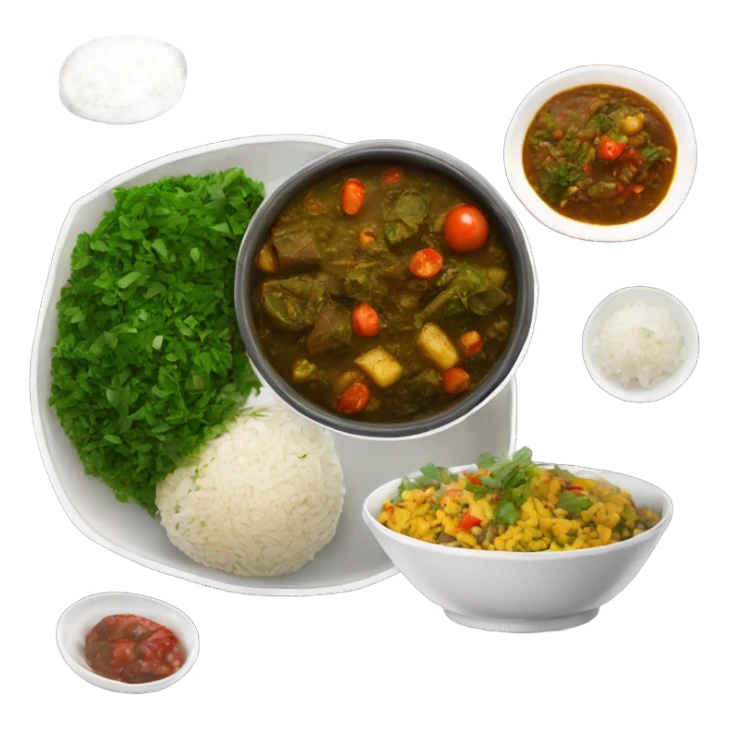 Ghormeh sabzi stew with rice and shirazi salad next to it sticker