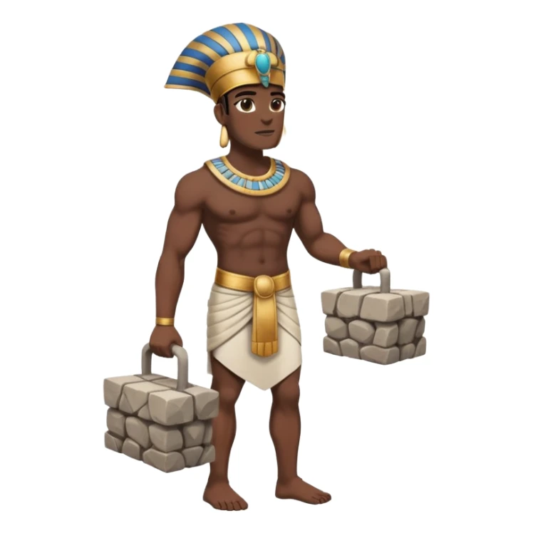fullbody ancient Egyptian worker carrying a stone block with both hands sticker