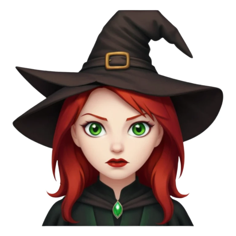 Dark blood Red haired witch. Green eyes annoyed. Sexy attitude. sticker