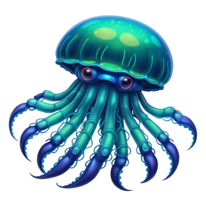 Neon glowing jellyfish-crab-squi sticker