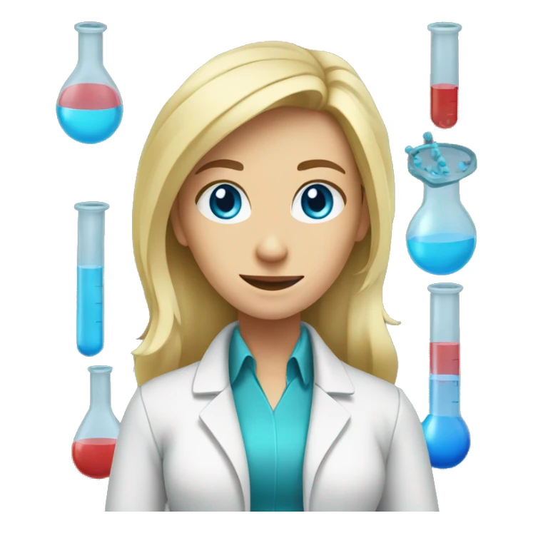 Blonde Female chemist scientist wit blue eyes and long hair  sticker