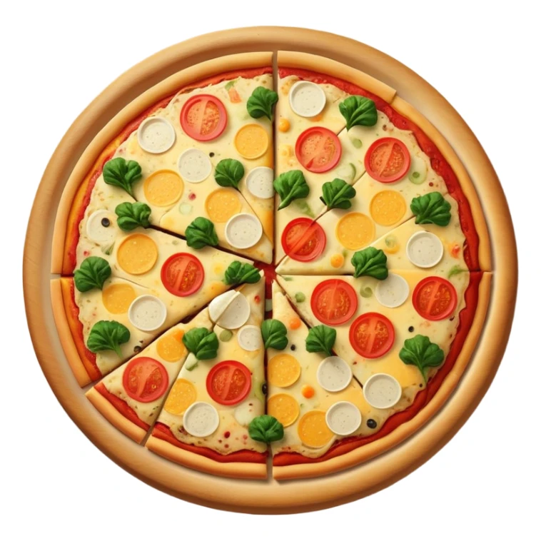 Whole cheese pizza with veggies on it  sticker
