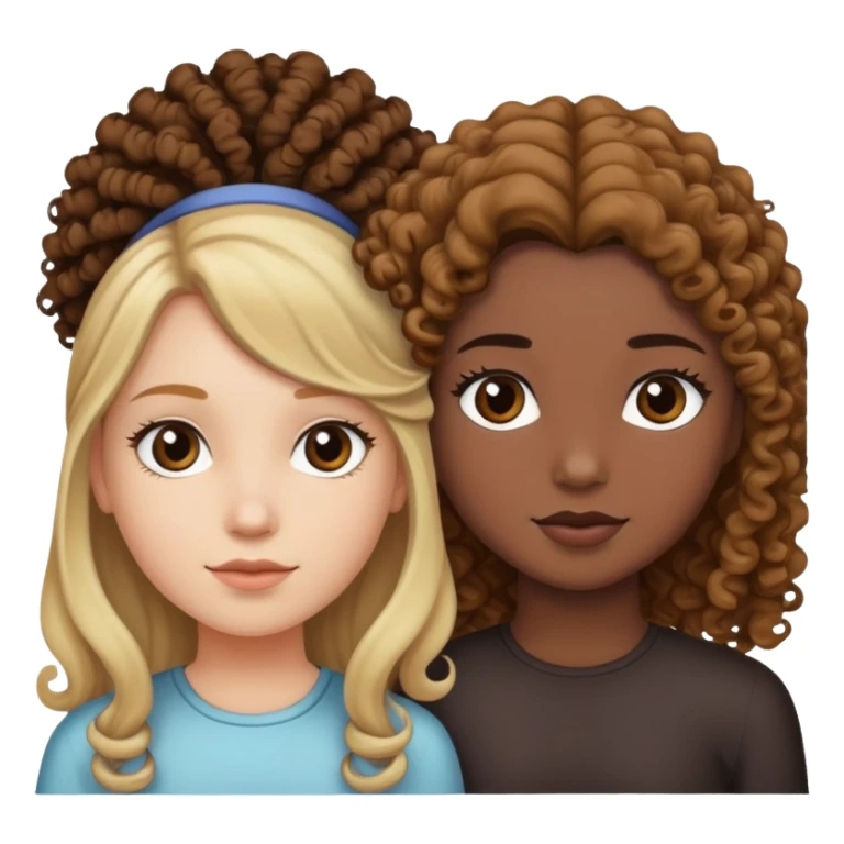 Dos chicas una blanca con el pelo lacio y otra morena con el pelo rulo  sticker