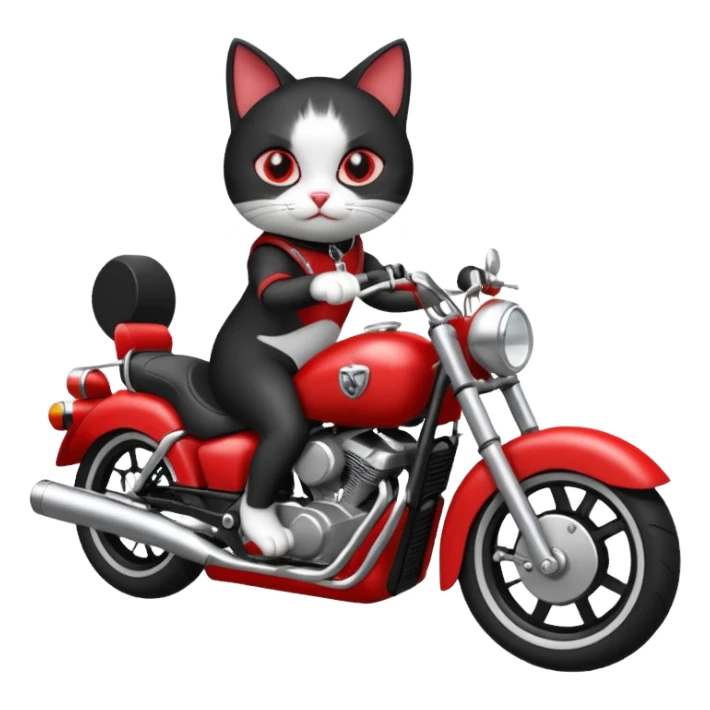 Black and white Cat on red and black motorcycle sticker