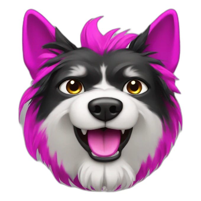 angry dog with fuchsia and black hair sticker