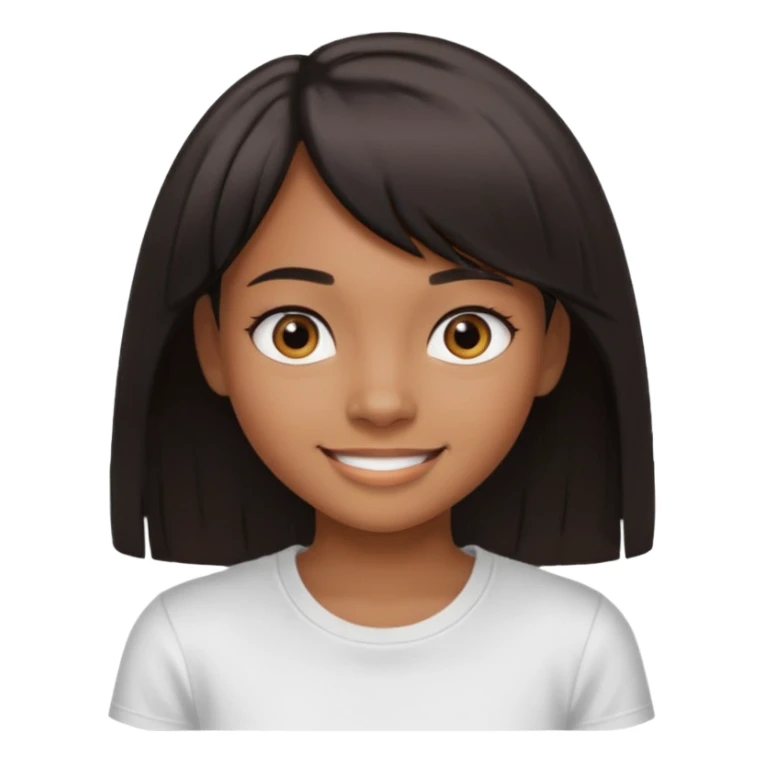 garota preta dando joiha sorrindo com cabelos médios lisos franjas separadas e olhos castanhos escuros sticker