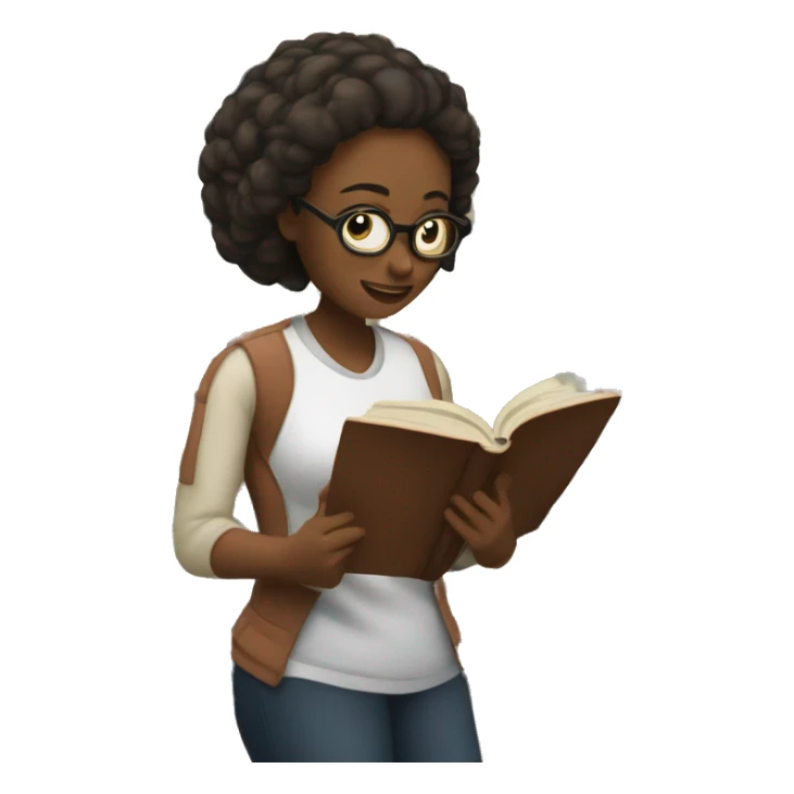 Woman reading books in library  sticker