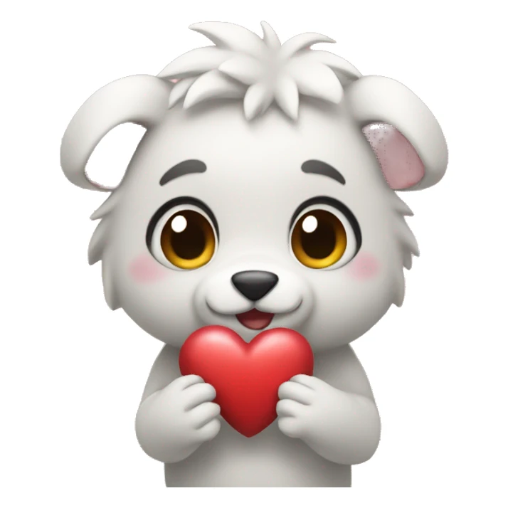 Cute animal holding a heart sticker