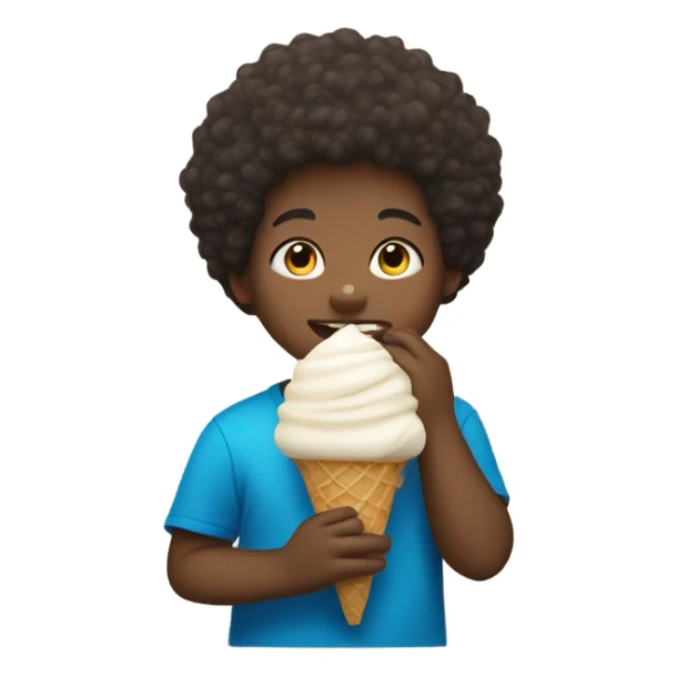 Light skin fat boy nine years old with a small Afro eating ice cream   sticker