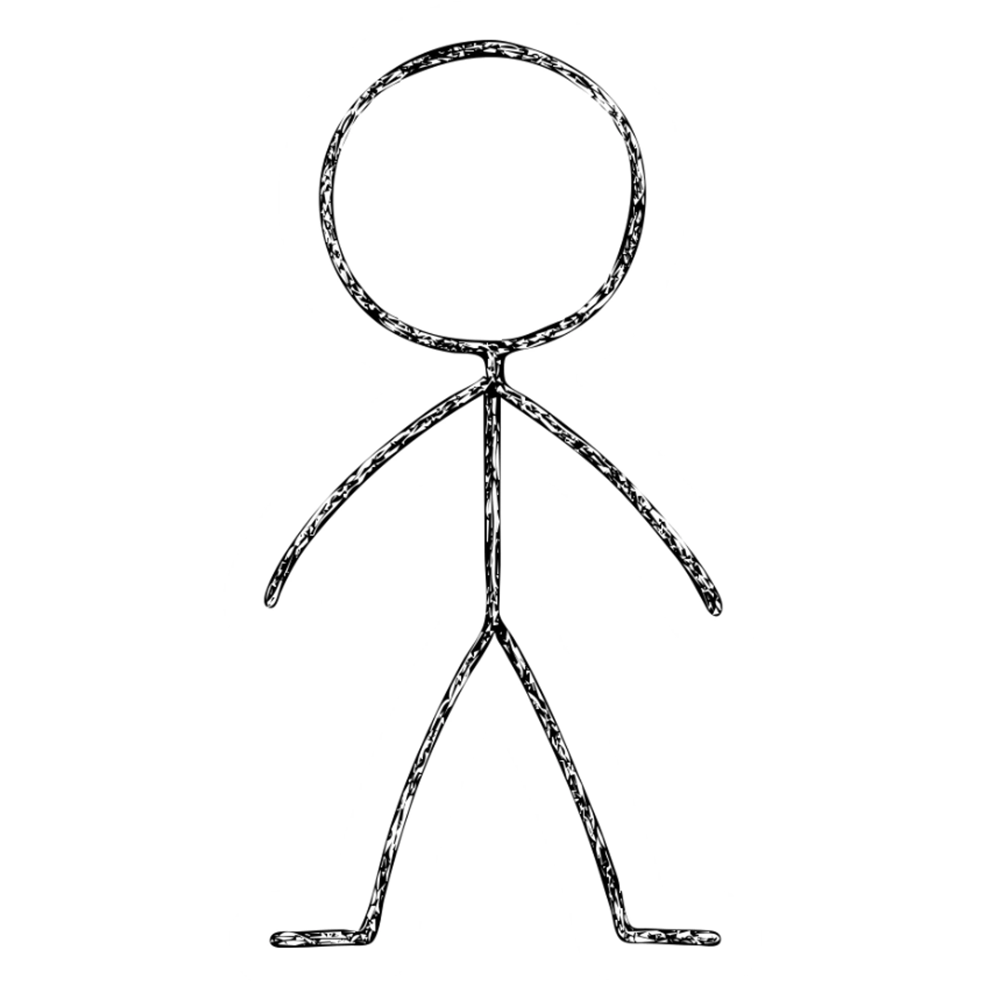 simple hand-drawn stick man, black lines, minimal detail sticker