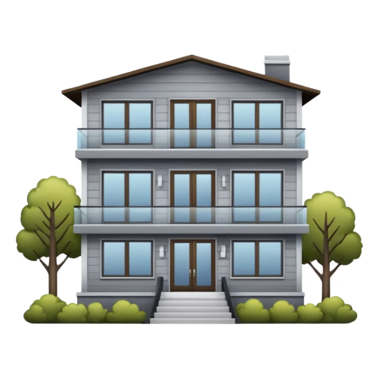 Generate a modern looking house, with grey wood panels on the outside, 2 floors sticker