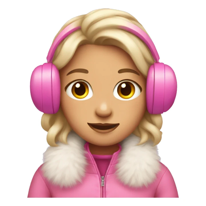 Girl with pink earmuffs and fluffy pink coat on  sticker