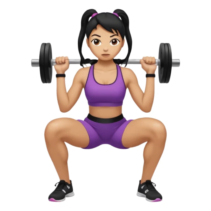 Women with long black ponytail doing a squat with no weights sticker