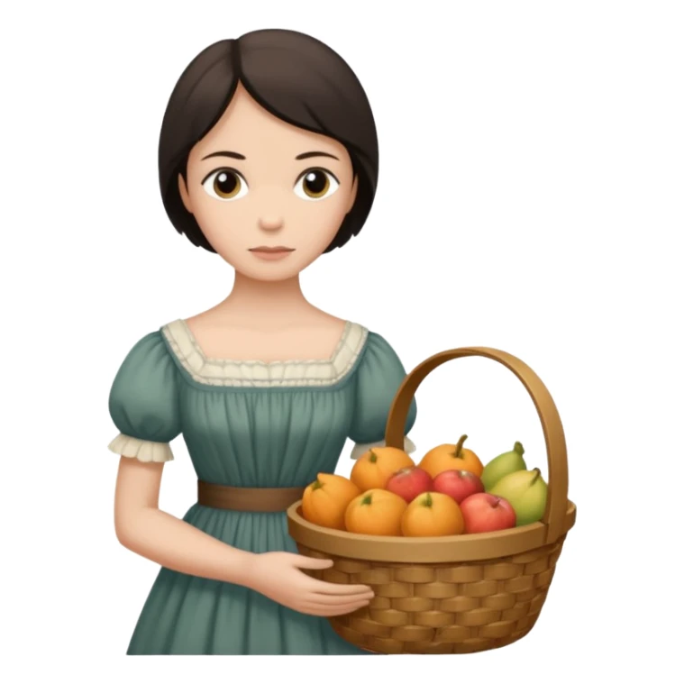 Thoughtfut emily dickinson with baskwt on her ar. sticker