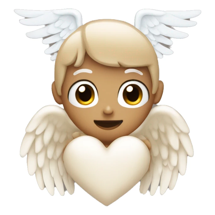 beige heart with white angel wings sticker