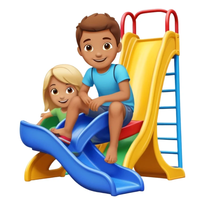 colorful playground slide with a smiling child, fun and friendly sticker