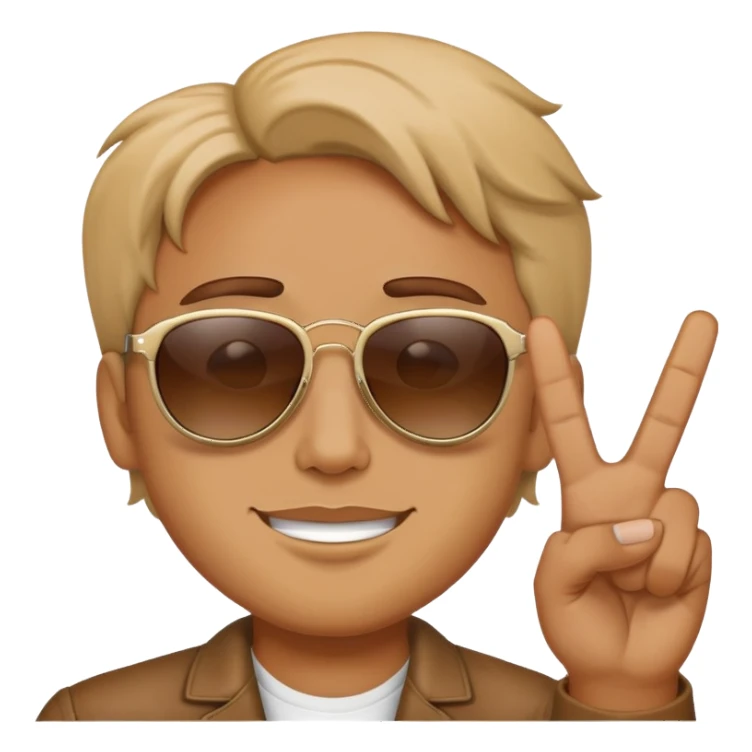 Person wearing sunglasses and holding up a peace sign  sticker