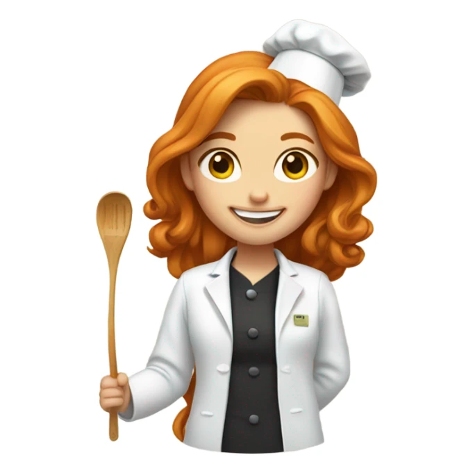 ginger long hair girl chef emoji sticker