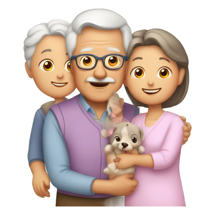 grandpa and grandma and grandchild sticker