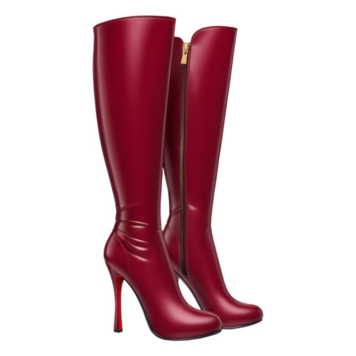 burgundy red latex knee high heel boots sticker