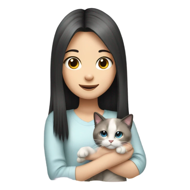 Chinese girl hand a Ragdoll cat  sticker
