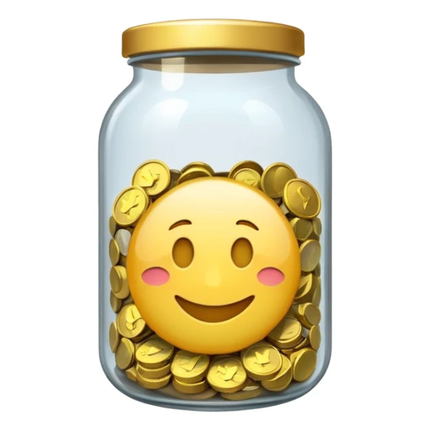 tip jar emoji style, simple with cash and coins sticker