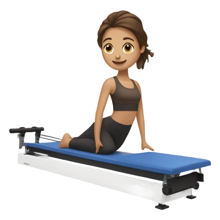 A brown hair girl doing Pilates reformer  sticker