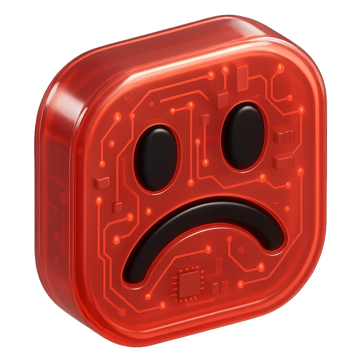 red emoji, glossy finish, no background sticker